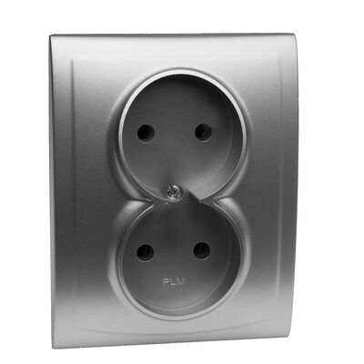 Gniazdo podwójne bez uziemienia GP-2V satyna vega