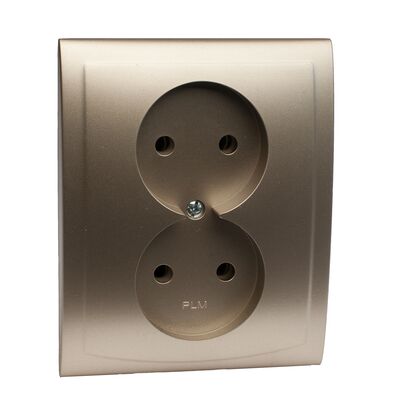 Gniazdo podwójne bez uziemienia GP-2V satyna vega