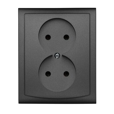 Gniazdo podwójne bez uziemienia GP-2V grafit vega