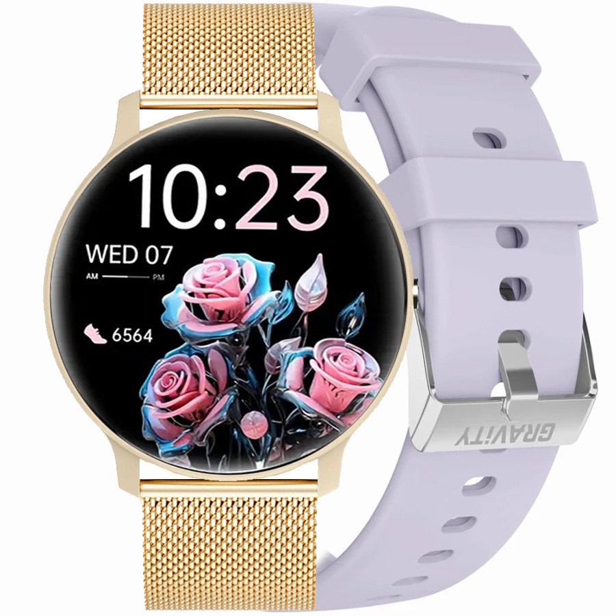 Zegarek SMARTWATCH - GT1-8 PRO YE/YE/VT siatka mesh/fioletowy pasek