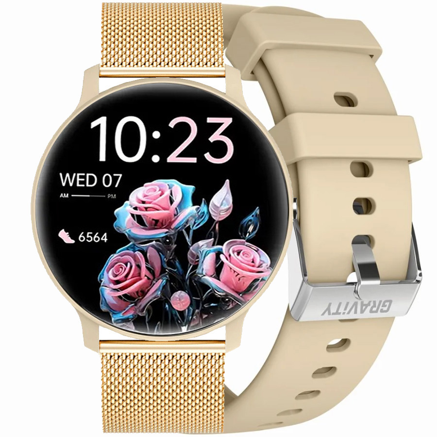 Zegarek SMARTWATCH - GT1-8 PRO YE/YE/VT siatka mesh/beżowy pasek
