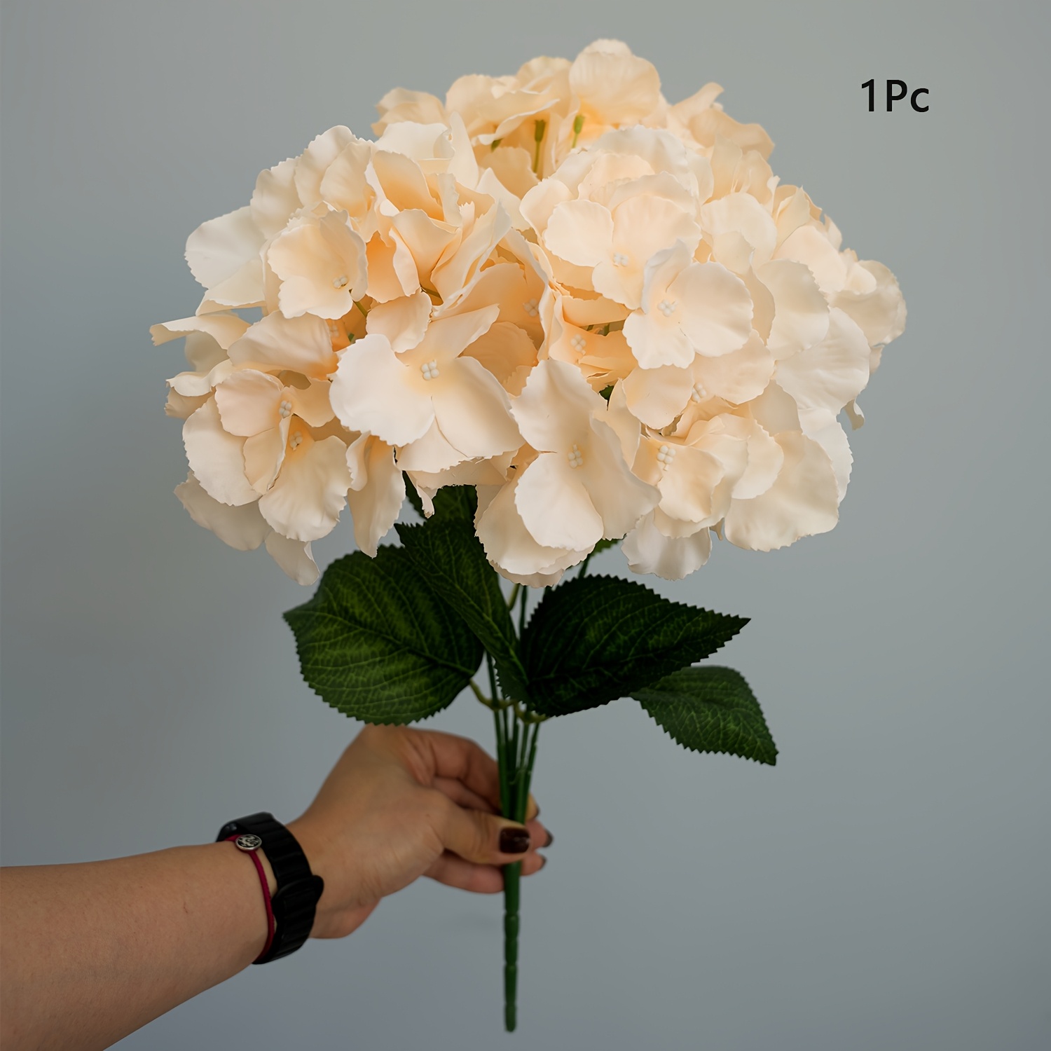 TEMU 1 Zestaw 5 Sztuk Sztucznych Hortensji Jedwabnych – Realistyczne Niebiesko-Białe Kwiaty, Duży Bukiet 18,5 Cali na Ślub, Dekoracje Domowe, Imprezy