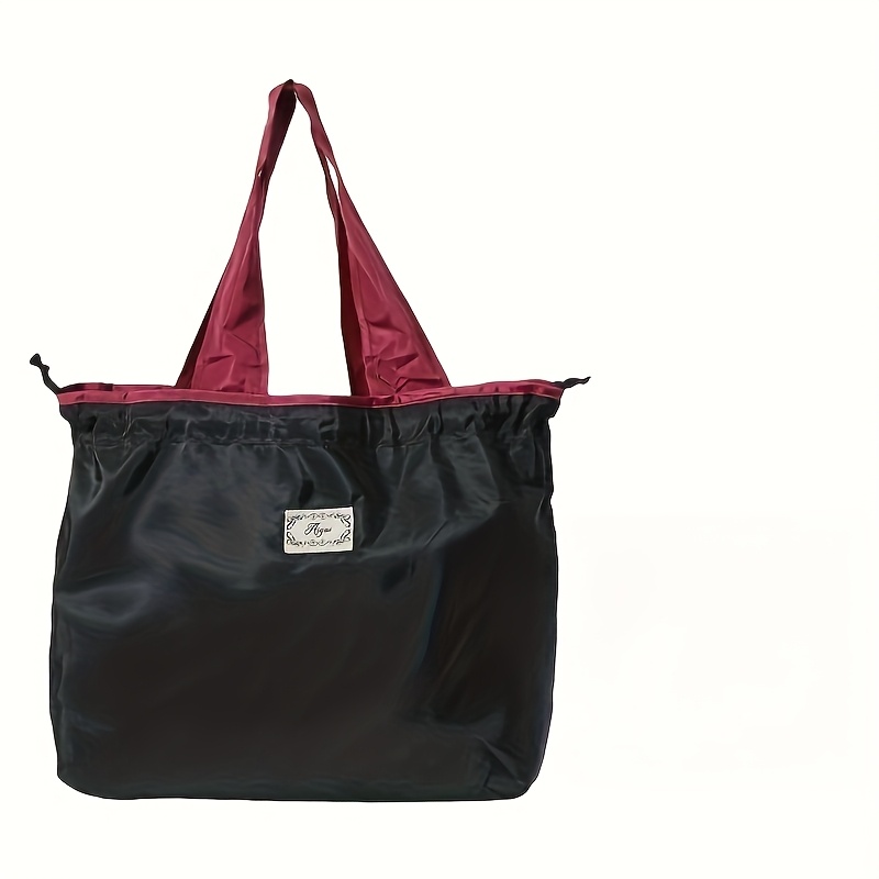 TEMU 1 szt. modna torba na ramię z geometrycznym nadrukiem i sznurkiem – duża pojemność, poliestrowa torba z wieloma kieszeniami, przenośna składana