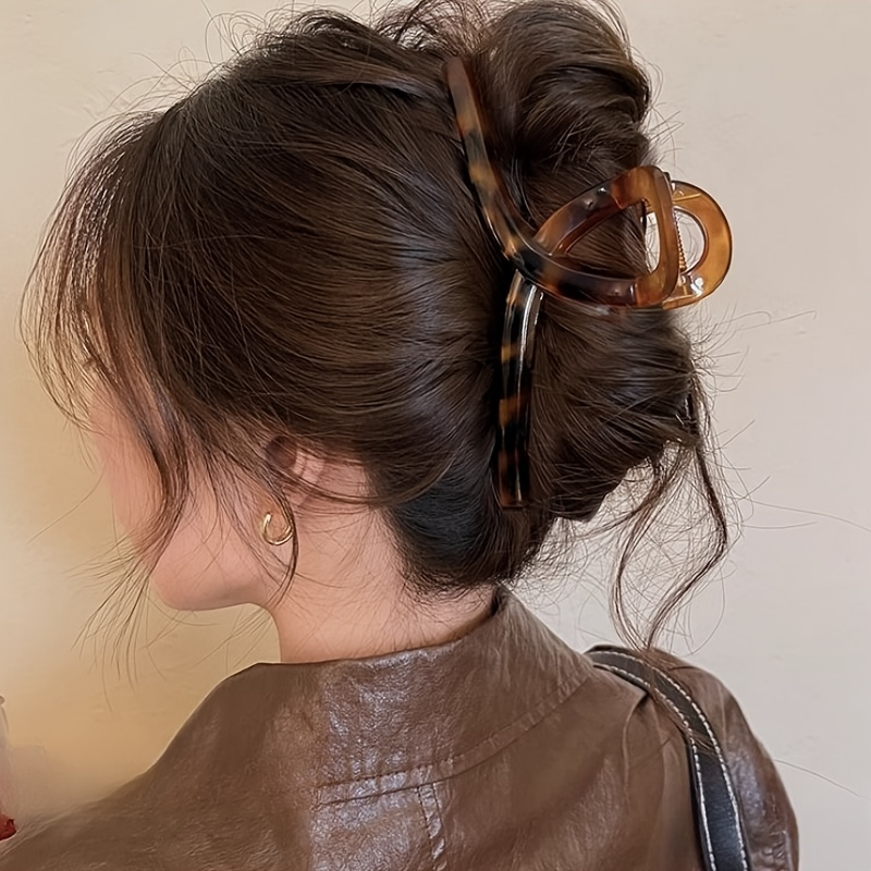 TEMU Duża Spinka do Włosów z Wzorem w Stylu Vintage - Prostokątny Klips o Mocnym Uchwycie, Eleganckie Retro Akcesoria do Włosów dla Kobiet