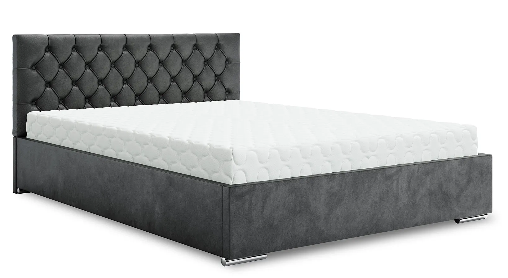 Ciemnoszare łóżko welurowe 5 rozmiarów - Cavenio