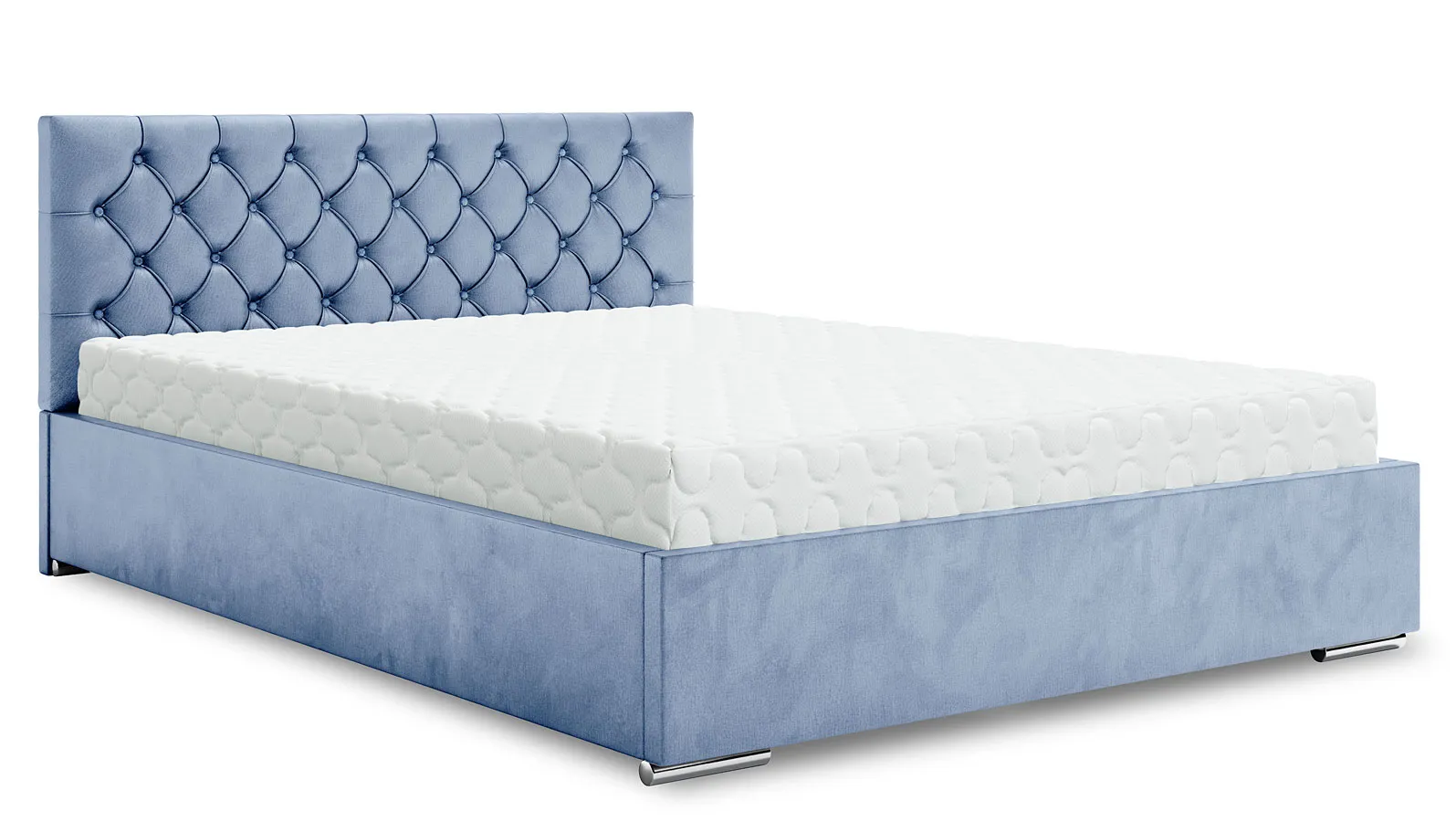 Niebieskie łóżko tapicerowane 5 rozmiarów - Cavenio