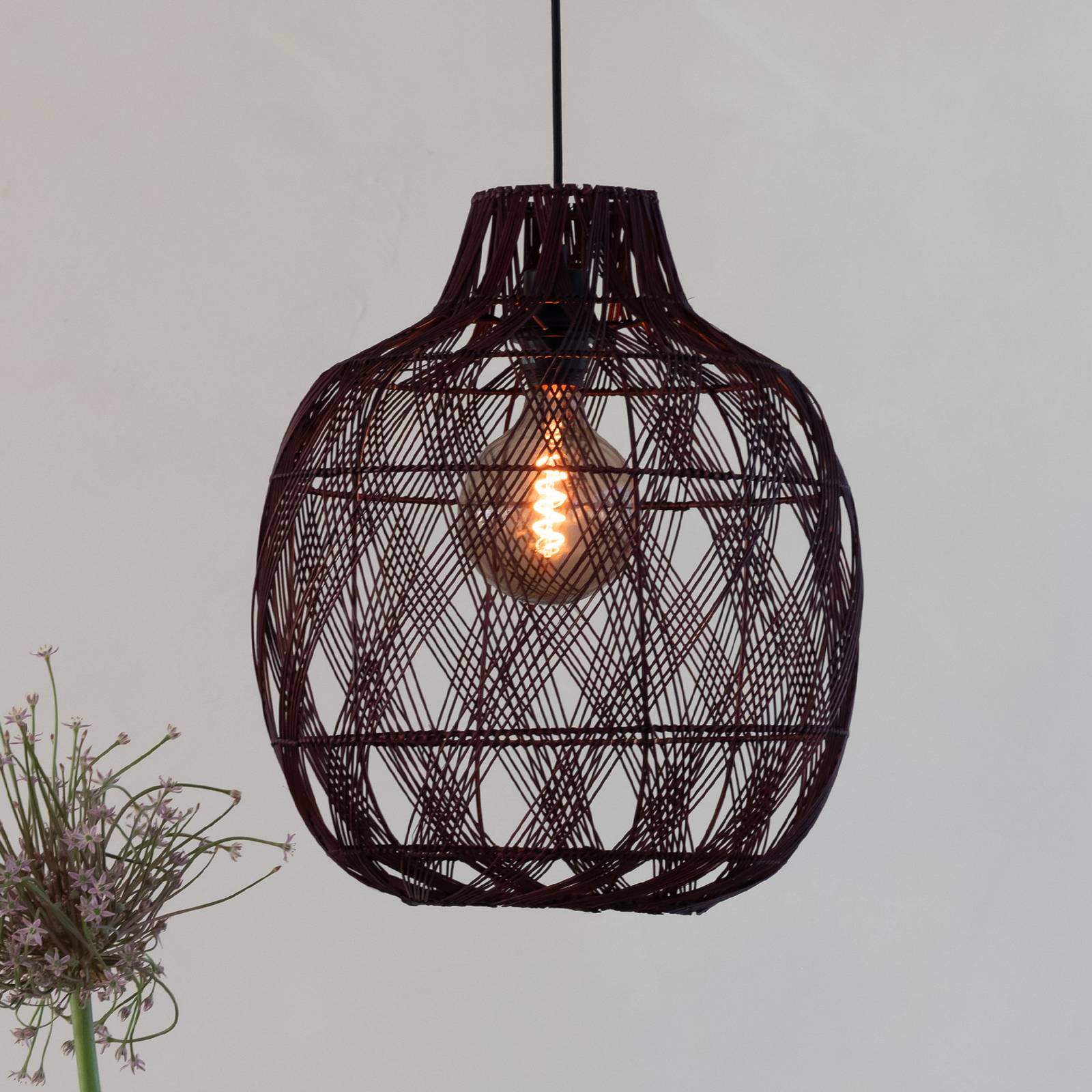 Good & Mojo Lampa wisząca Mendoza, możliwość ściemniania, czerwony, salon / jadalnia, bambus