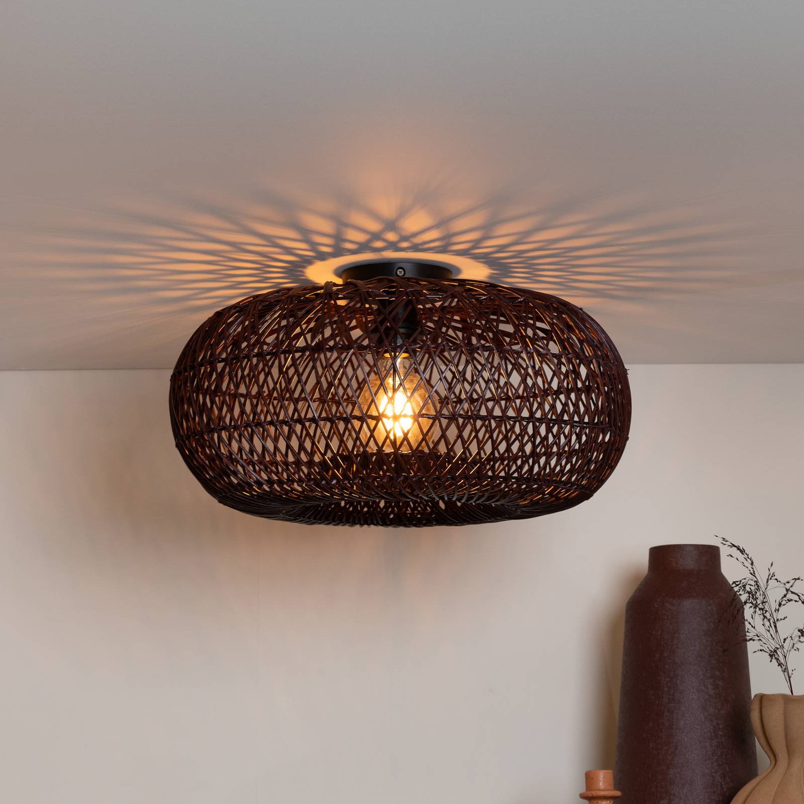 Good & Mojo Lampa sufitowa Arizona, możliwość ściemniania, czerwony, salon / jadalnia, bambus