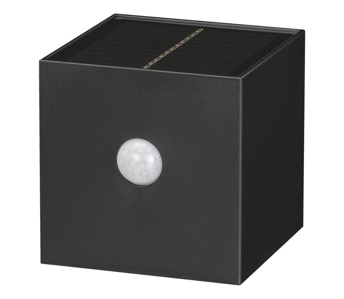 Retlux-LED Solarne oświetlenie ścienne z czujnikiem LED/1W/3,7V 1200 mAh IP44 czarne