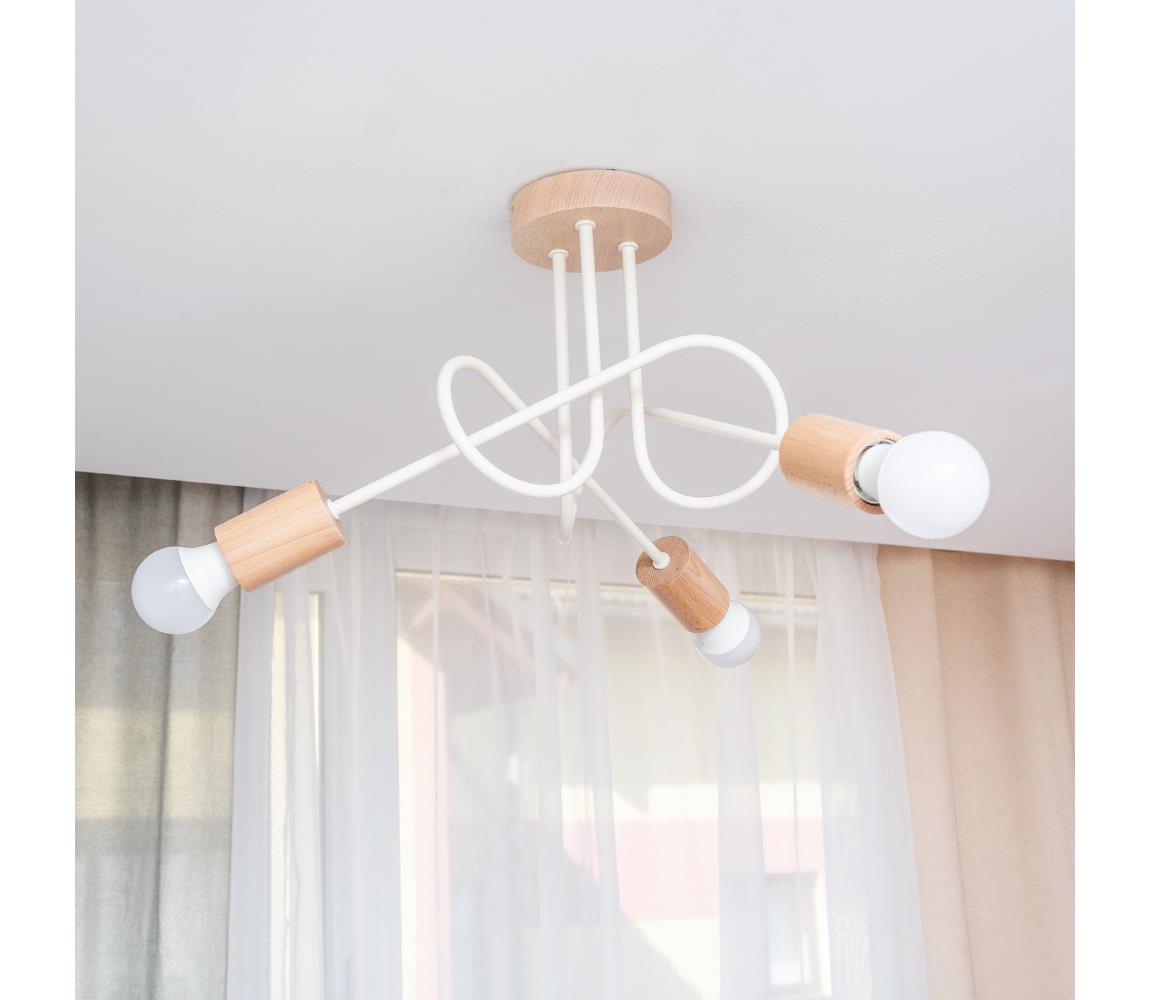 Przysufitowy żyrandol OXFORD 3xE27/15W/230V sosna/kremowa