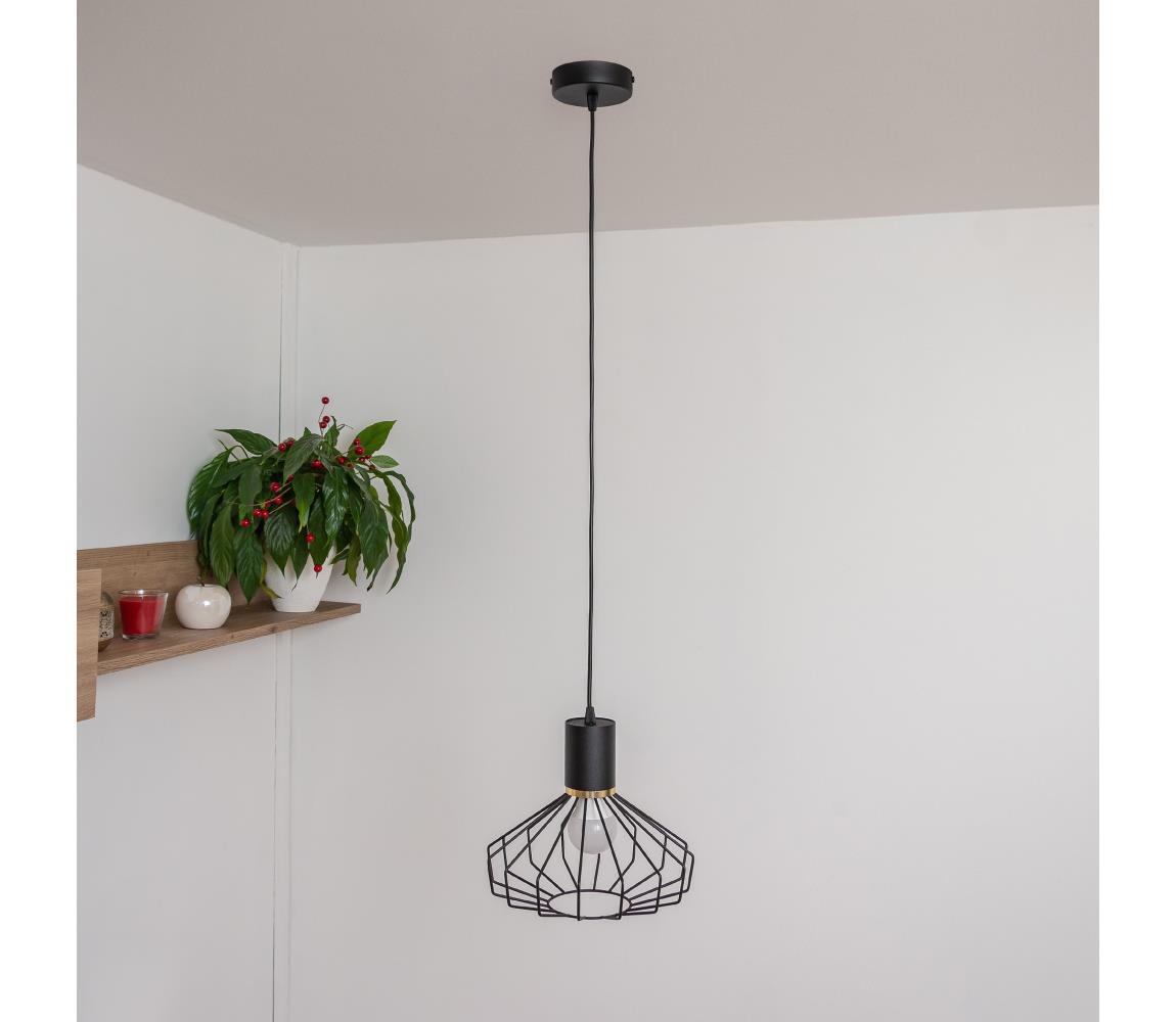 Lampa wisząca na lince SOLANO 1xE27/15W/230V czarna/złota
