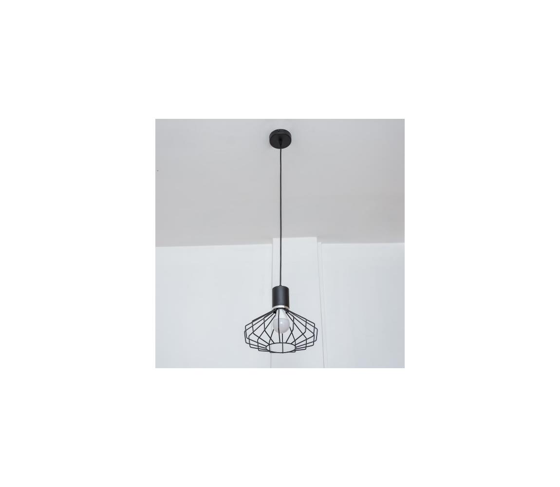 Lampa wisząca na lince SOLANO 1xE27/15W/230V czarny/błyszczący chrom