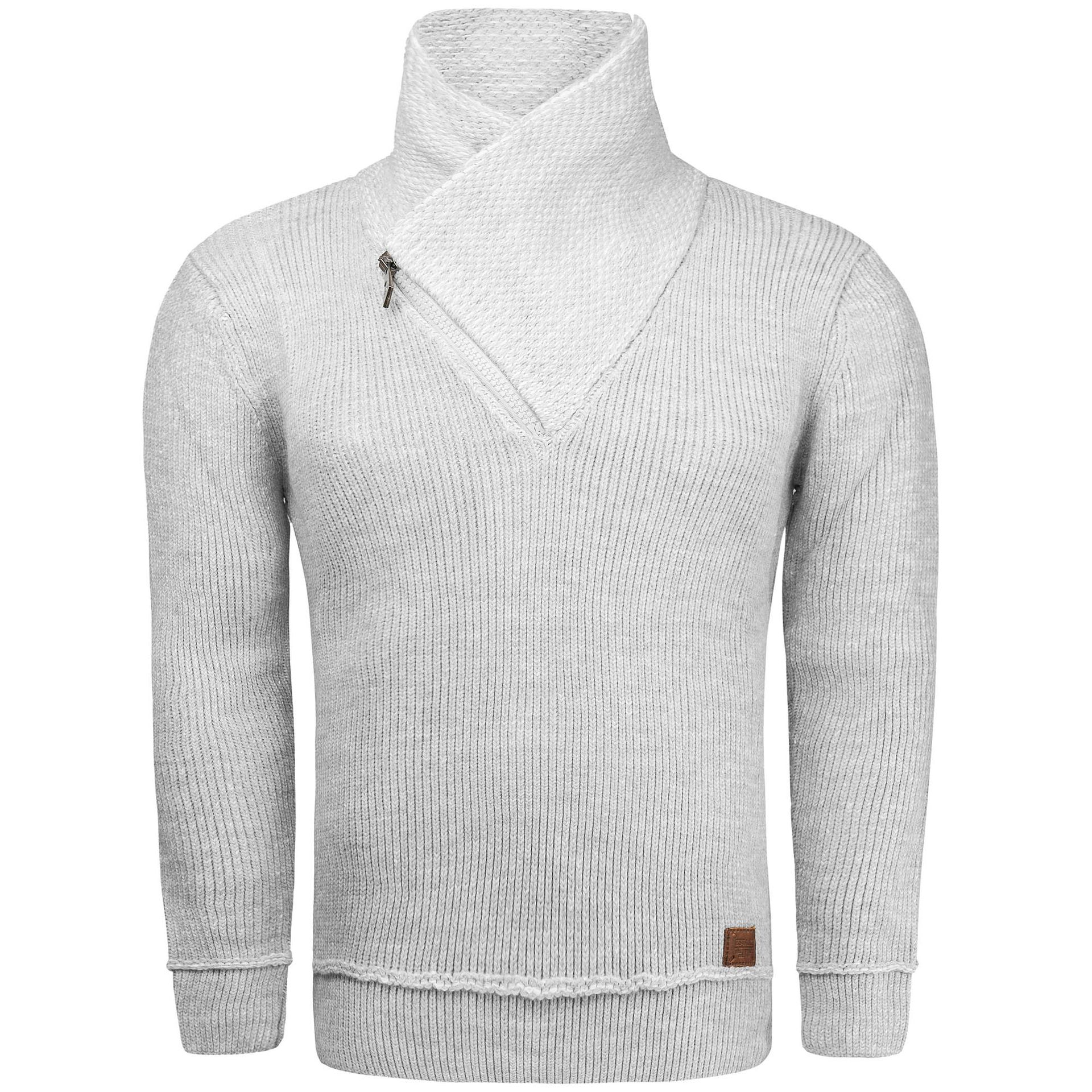 Sweter męski z kominem jasno-szary Recea