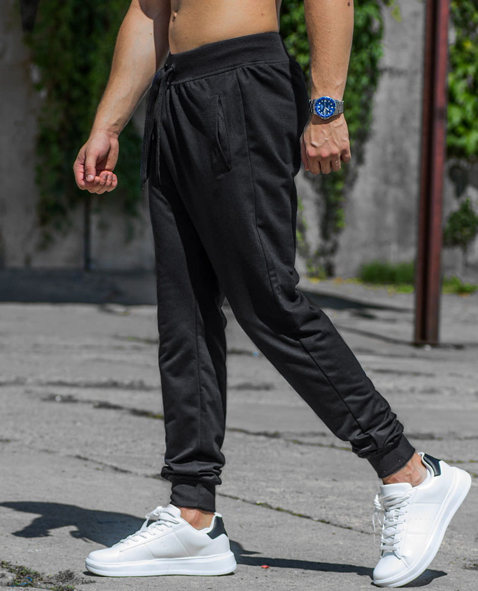 Spodnie męskie dresowe czarne Recea