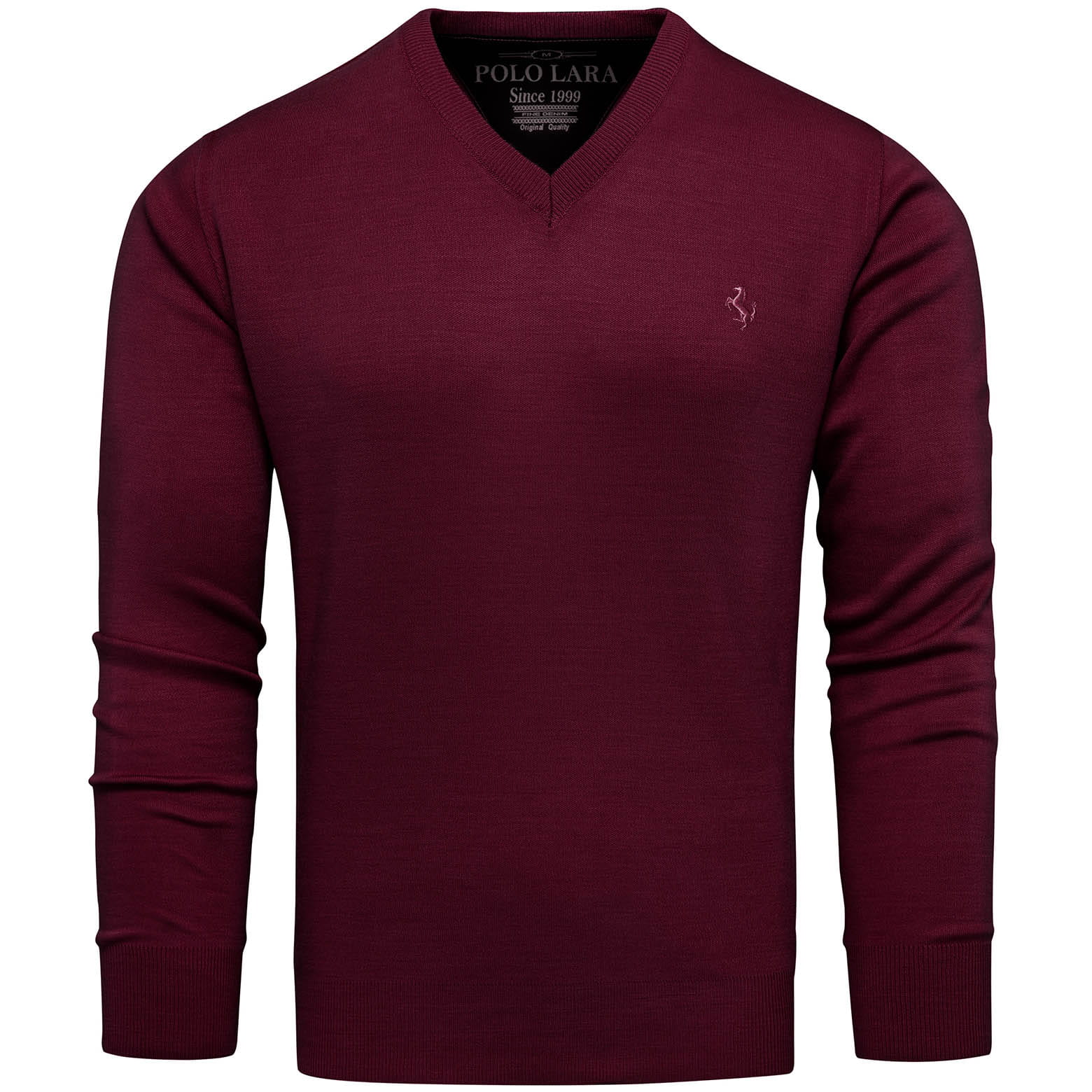 Sweter męski w serek bordowy Recea