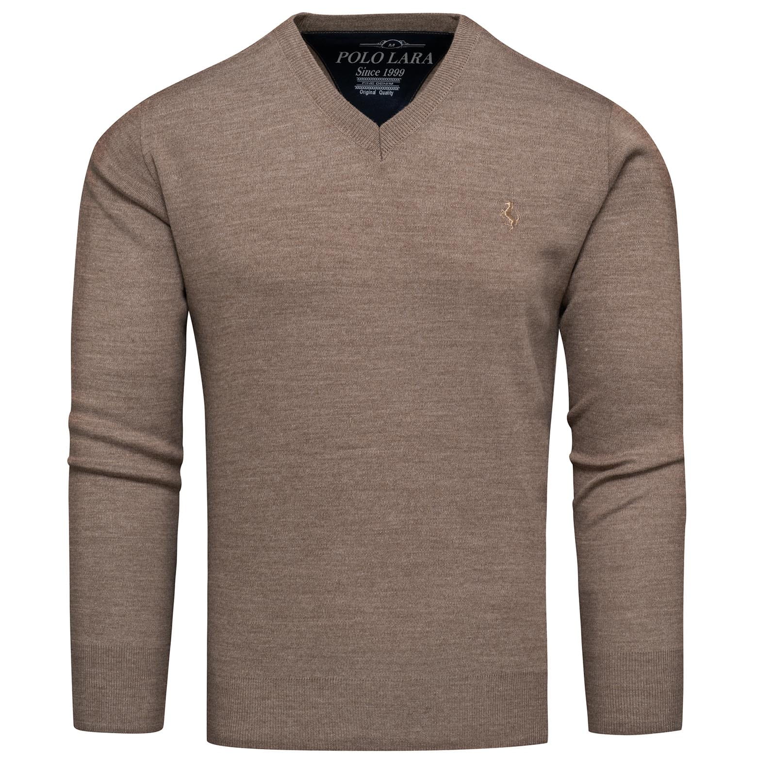 Sweter męski w serek brązowy Recea