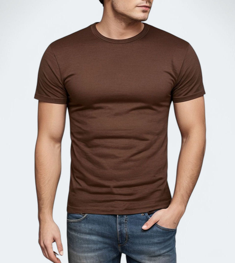 T-shirt premium bawełniany brązowy Recea