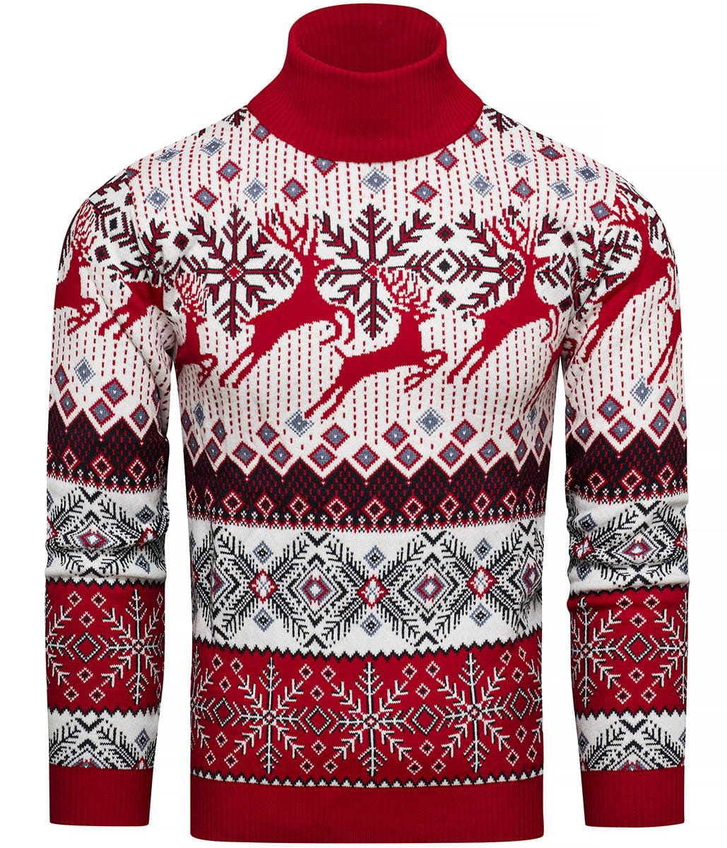 Sweter męski świąteczny z golfem Recea
