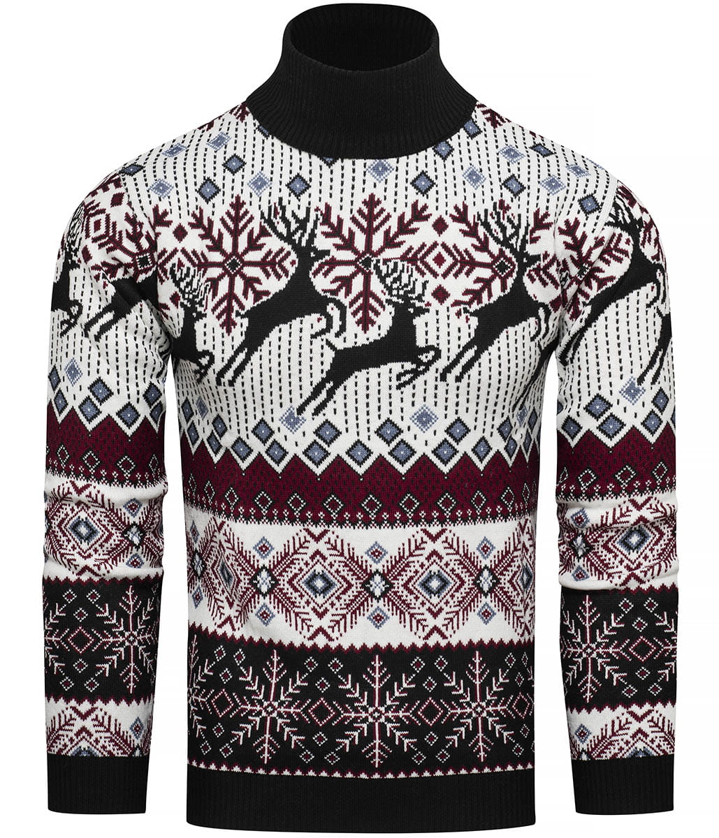 Sweter męski norweski z golfem Recea