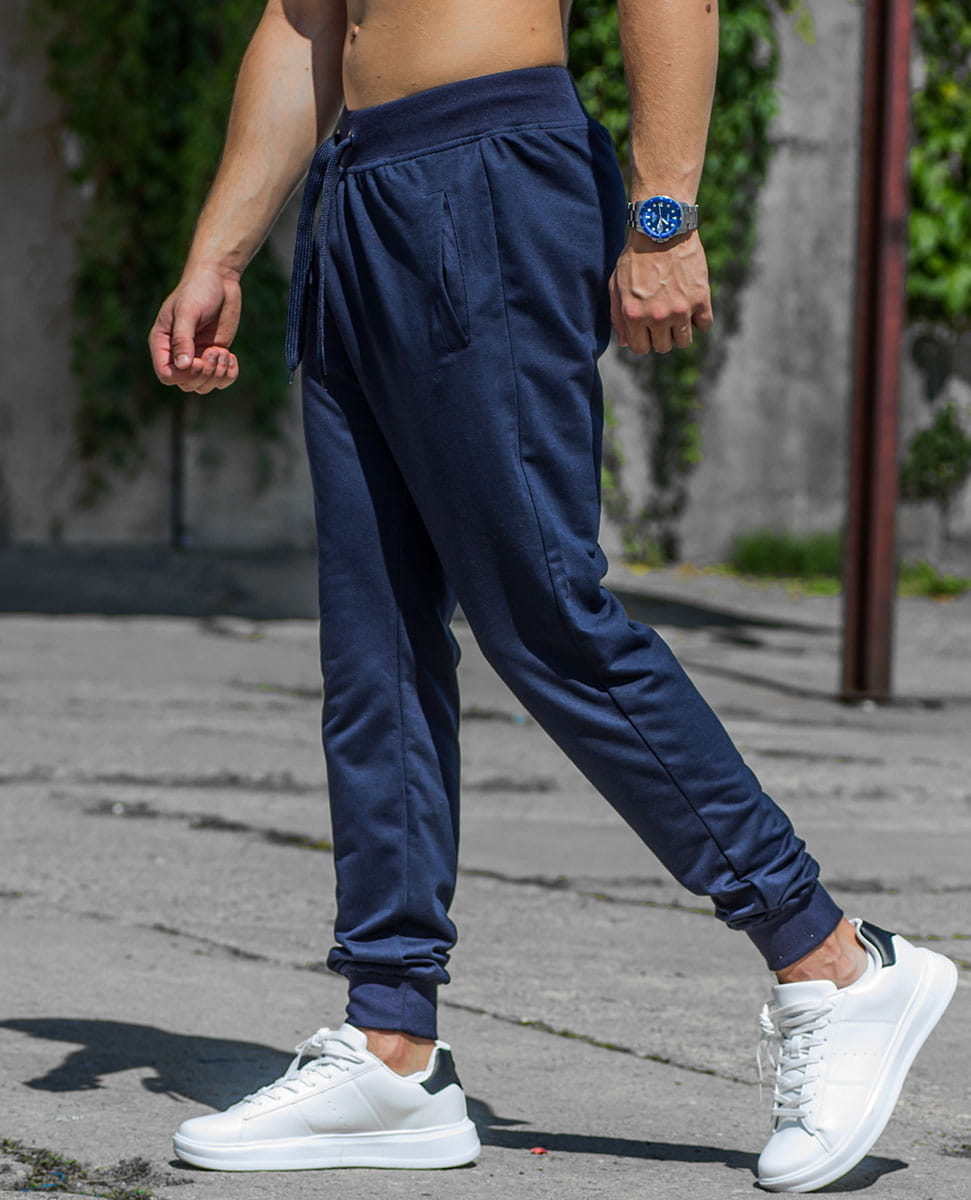 Spodnie męskie joggery granatowe Recea