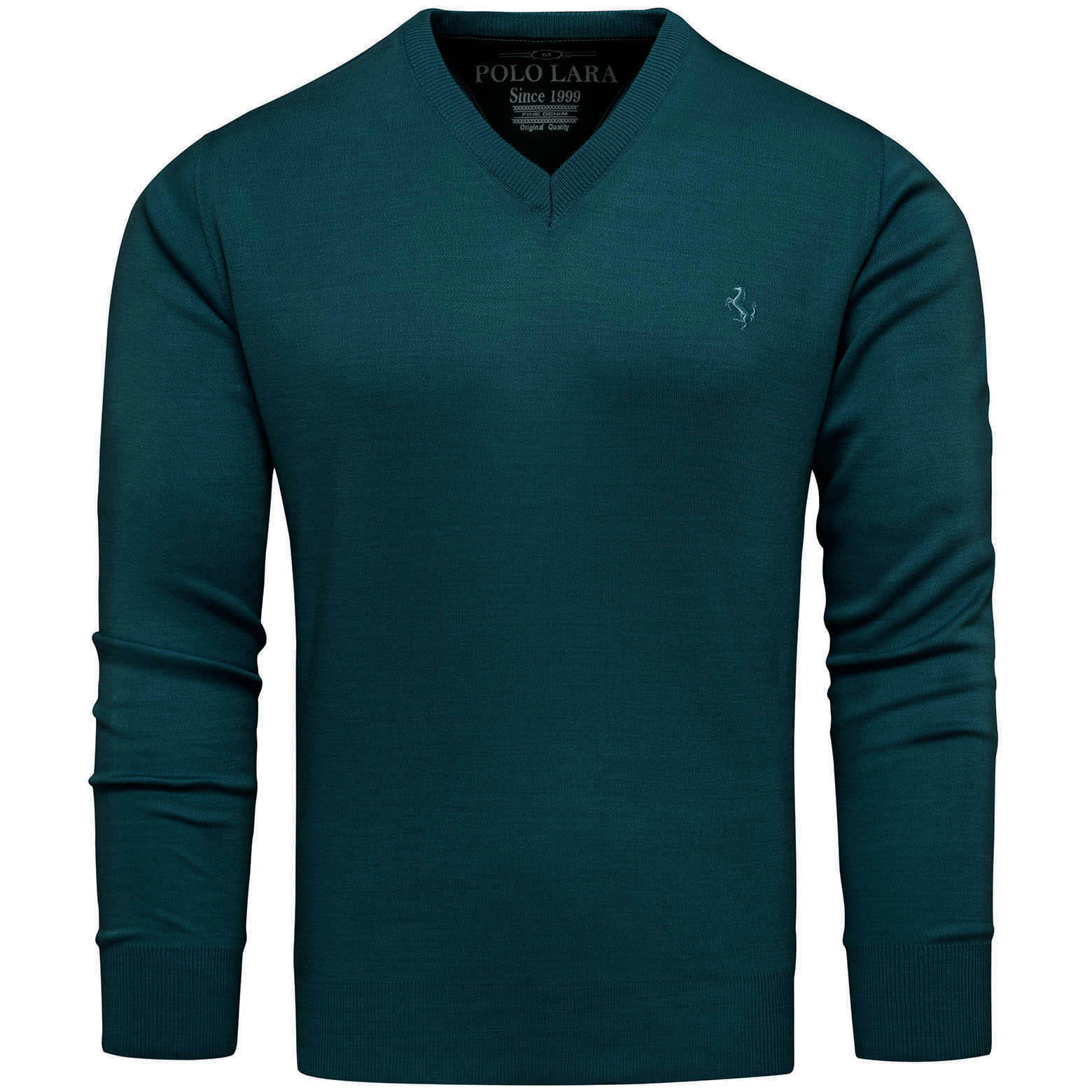 Sweter męski w serek kolor morski Recea