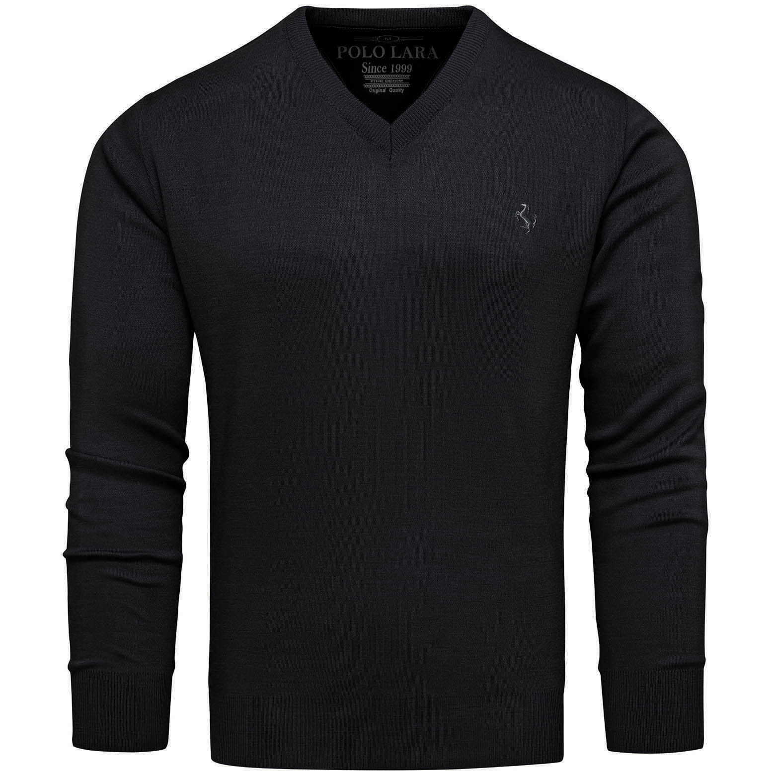 Sweter męski w serek kolor czarny Recea