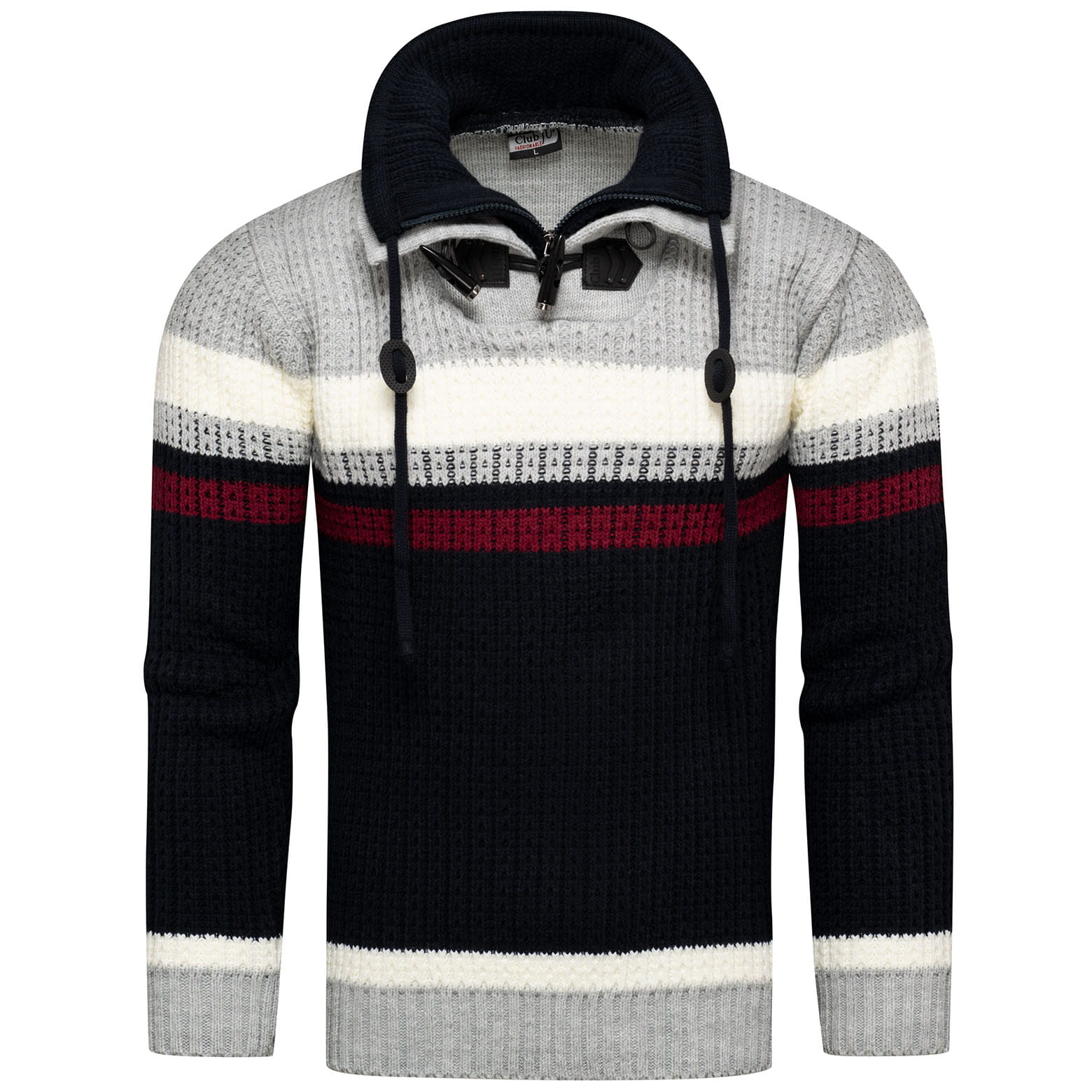 Gruby męski sweter z wywijanym golfem norweski styl Recea