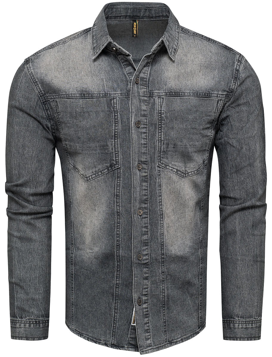 Męska koszula jeansowa grafit Recea