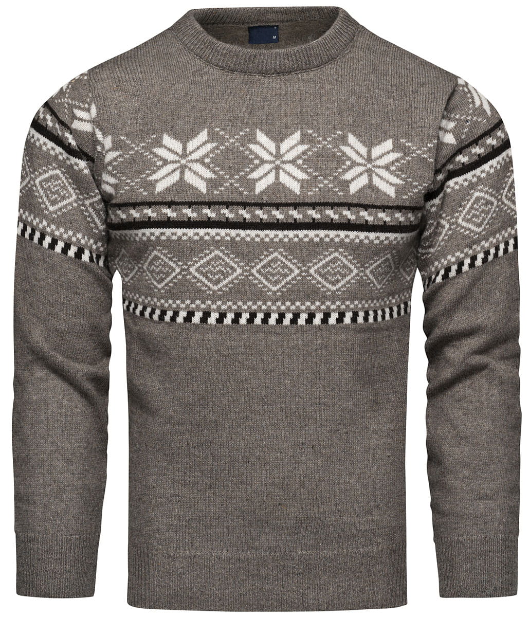 Sweter męski wełniany norweski brązowy Recea