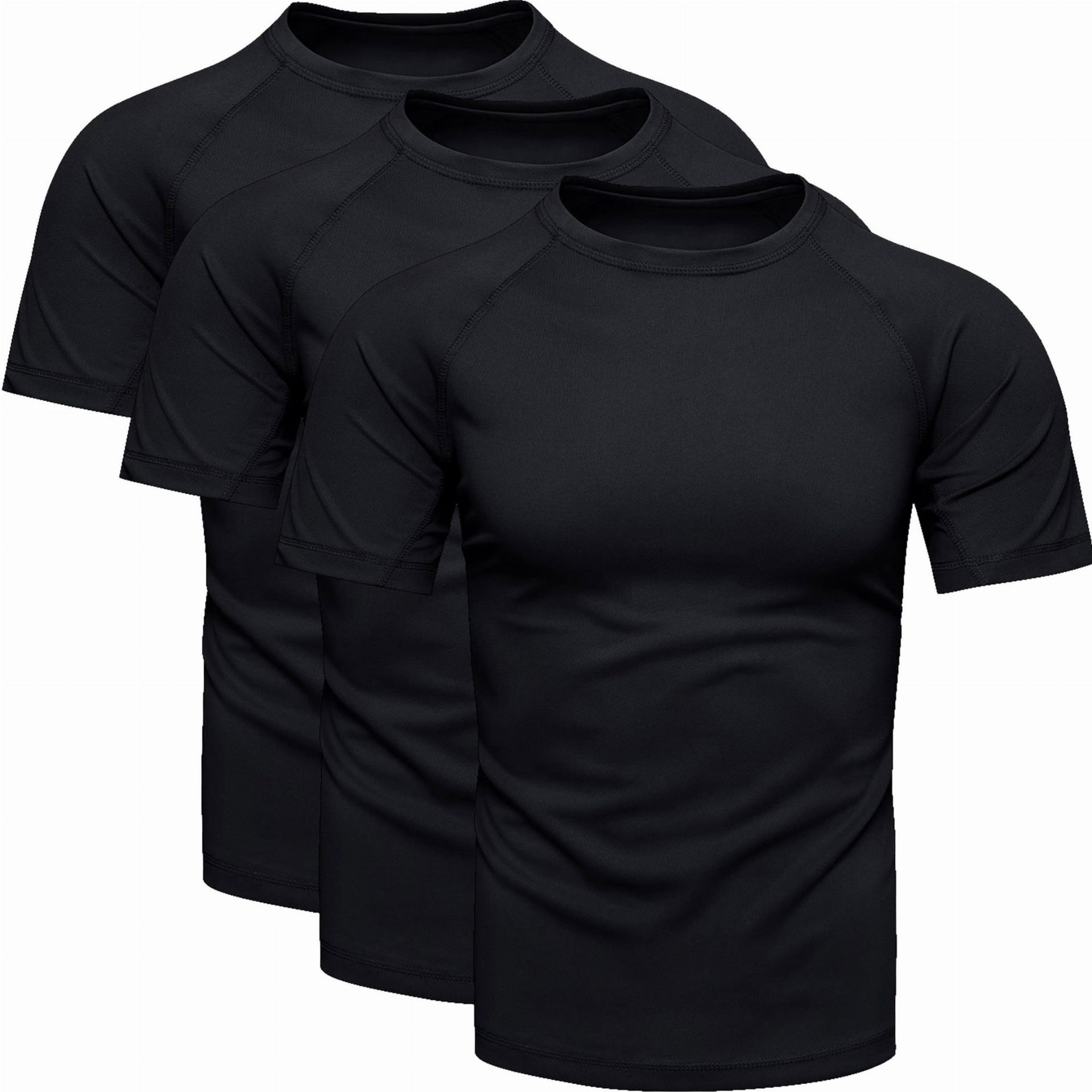 3-pak męski t-shirt sportowy czarny Recea