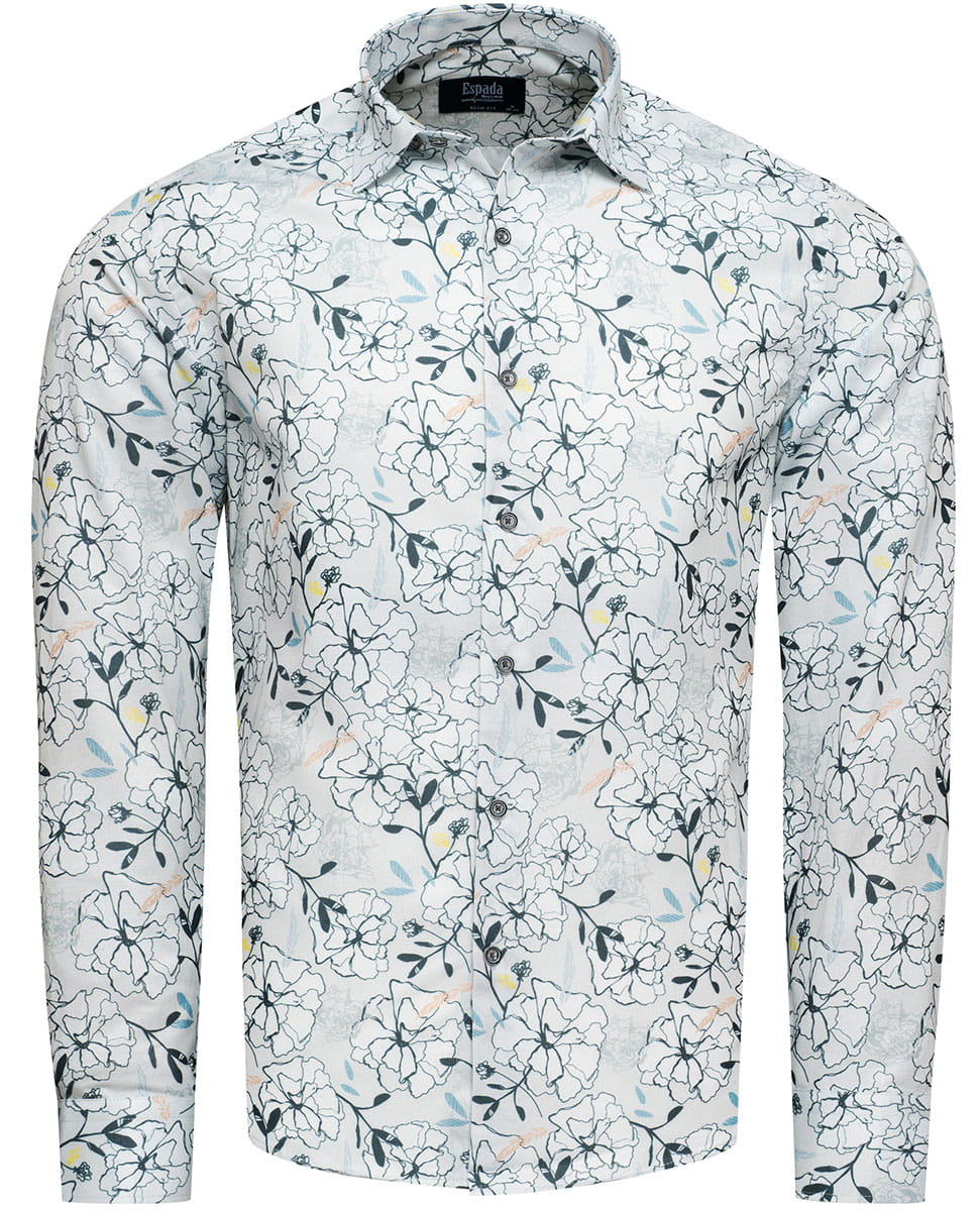 Koszula męska slim wzór w kwiaty Recea