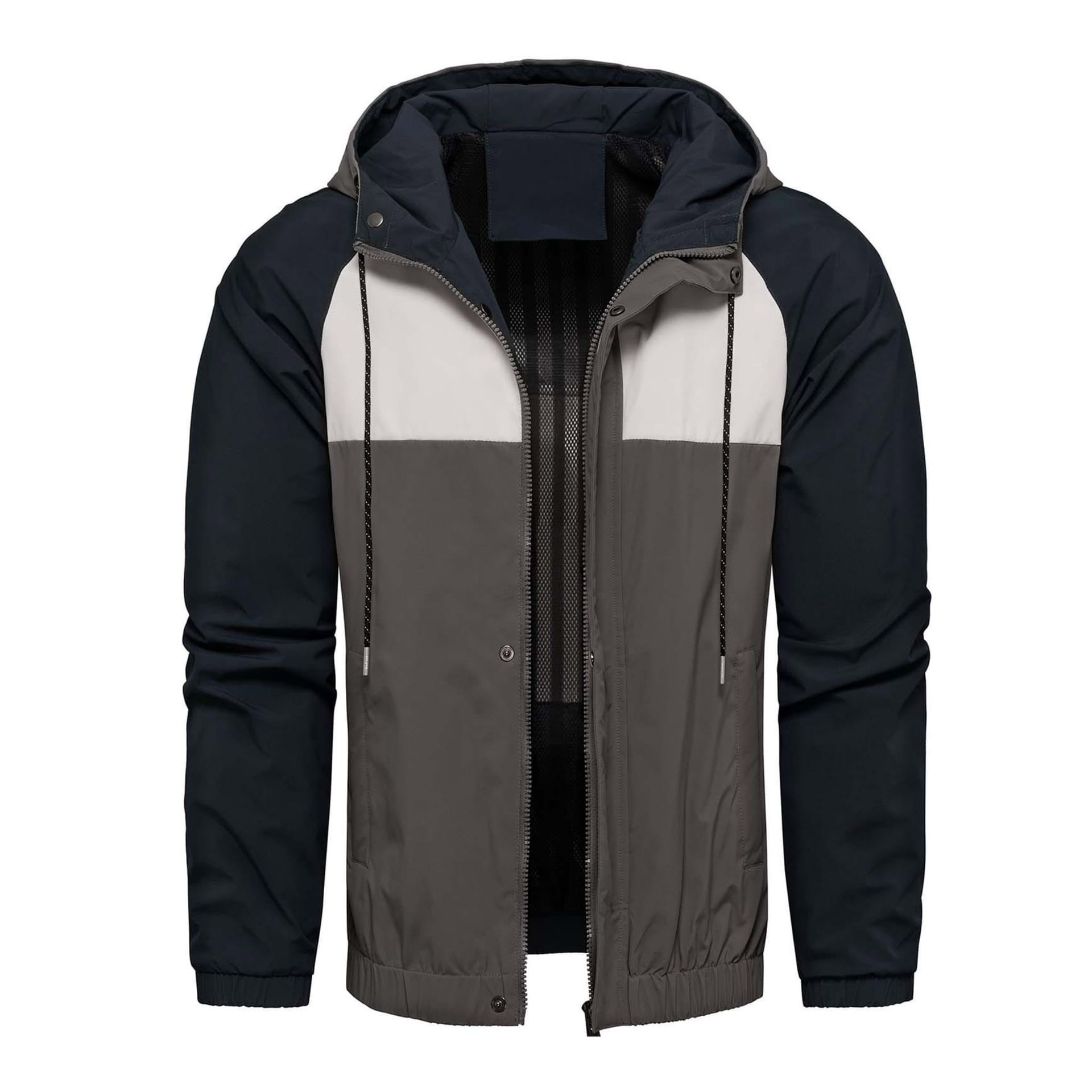 Kurtka męska wiatrówka z kapturem brązowo-granatowa Recea