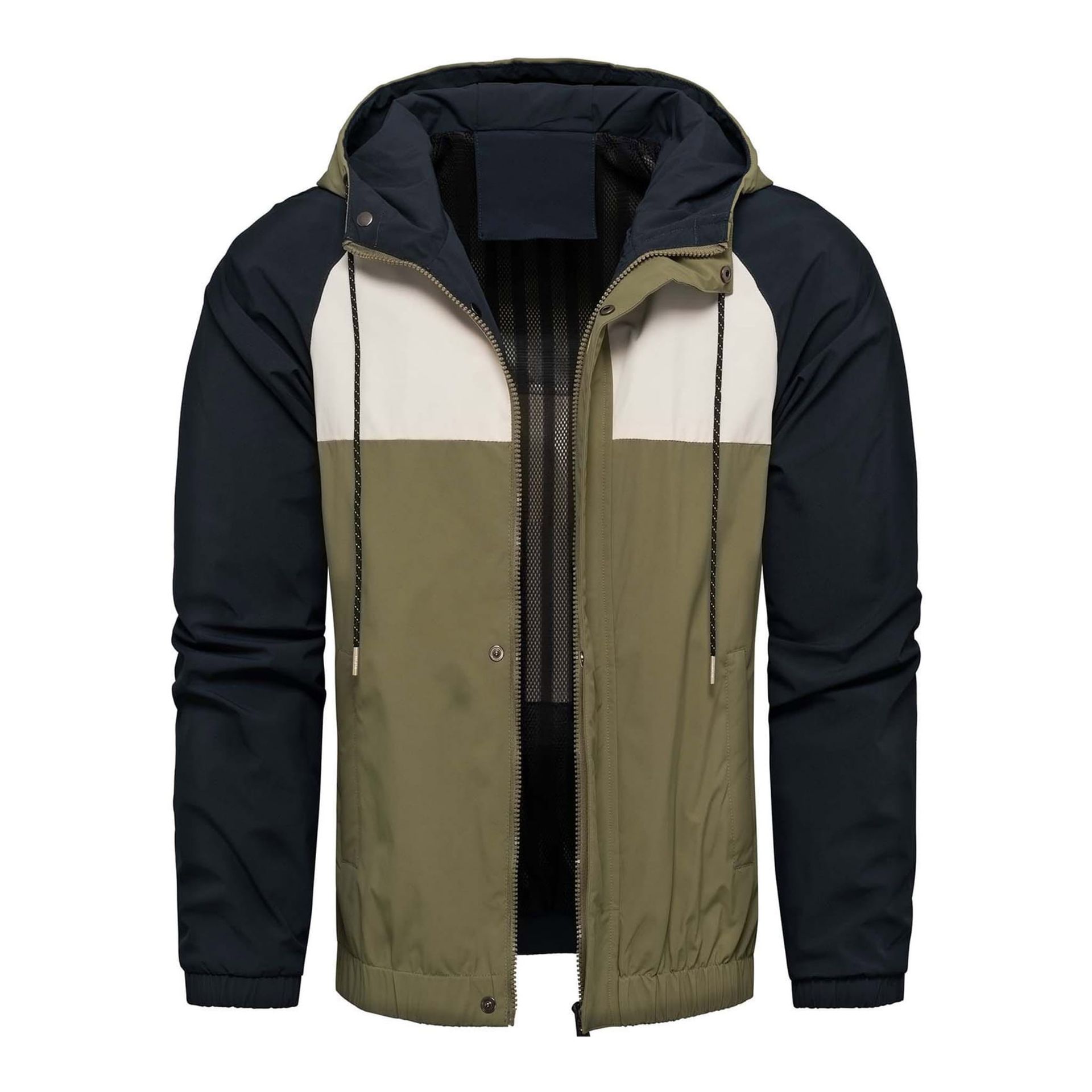 Kurtka męska wiatrówka z kapturem w łączone kolory Recea