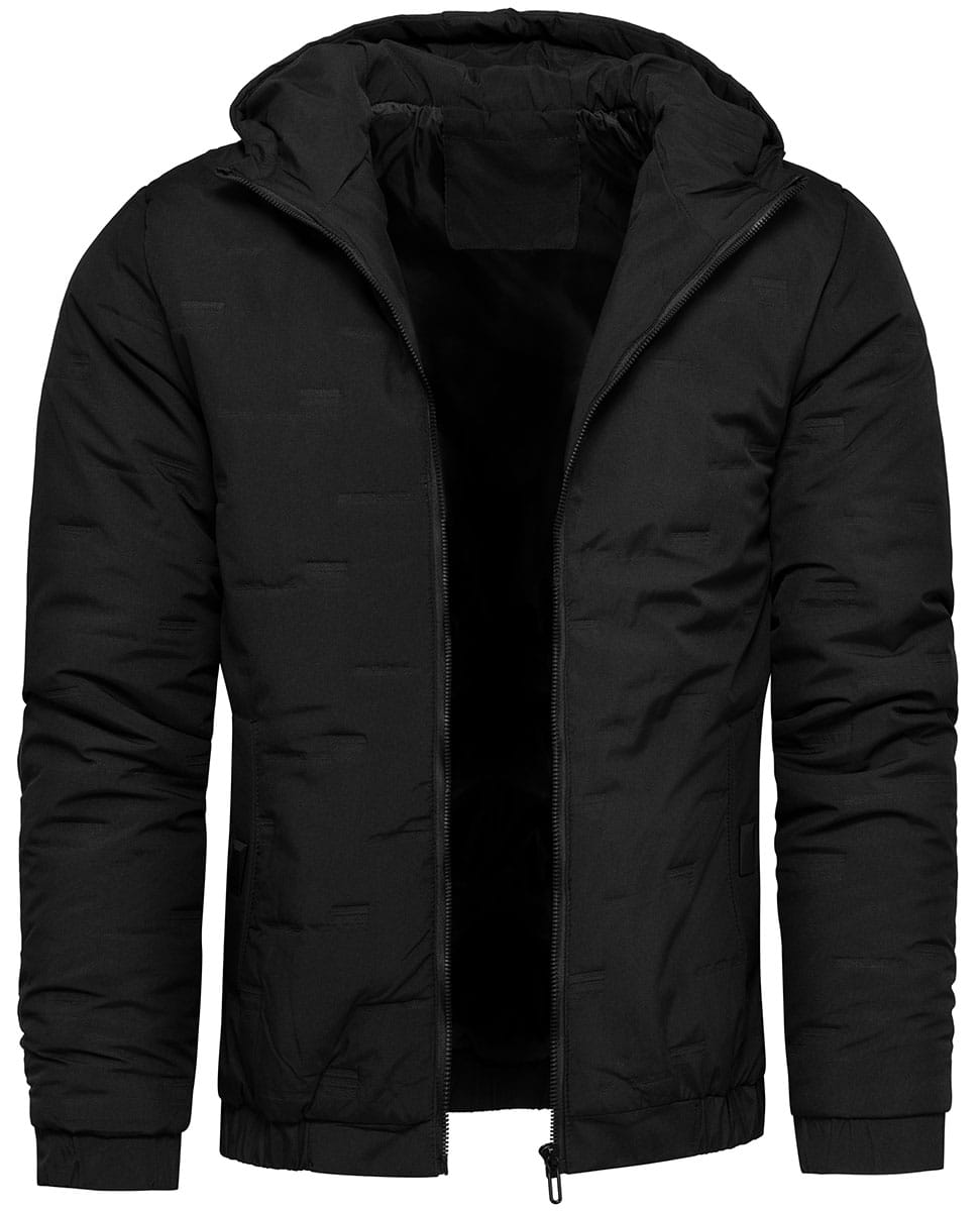 Kurtka męska czarna z kapturem Recea
