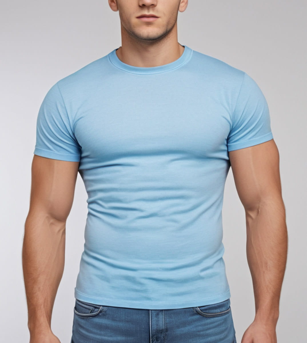 T-shirt premium bawełniany błękitny Recea