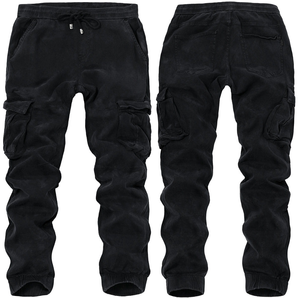 Spodnie joggery bojówki męskie czarne Recea