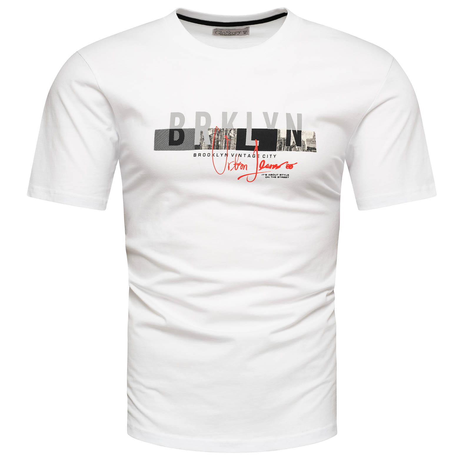 Koszulka bawełniana męska t-shirt z printem biały Recea