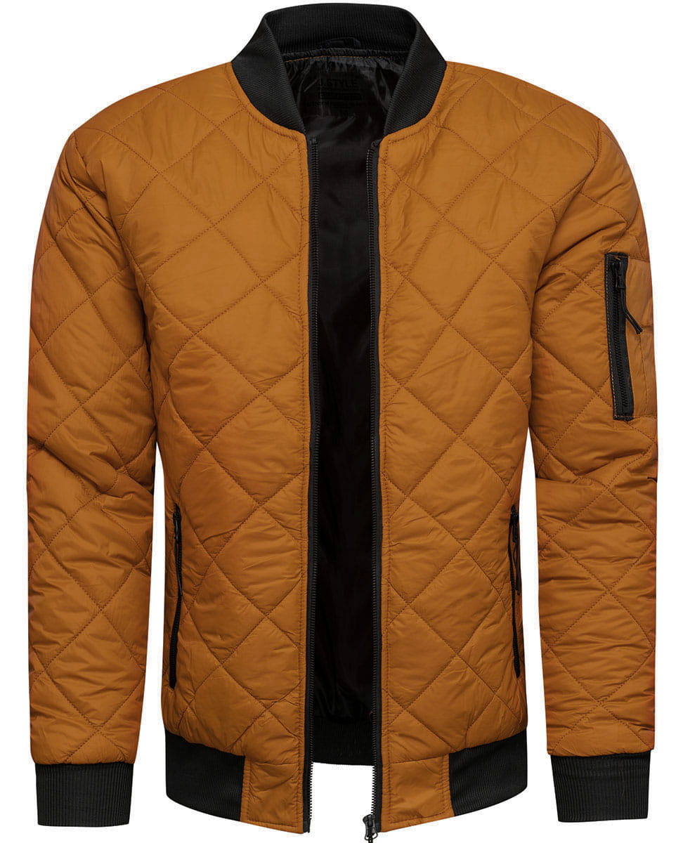 Kurtka męska z stójką musztardowa Recea