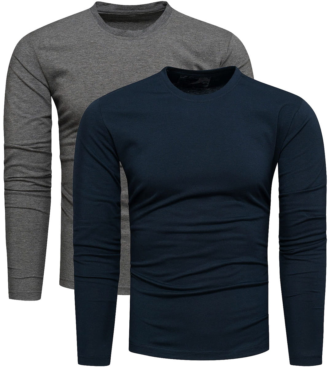 2-pak zestaw basic męskich longsleevów grafitowy i granatowy Recea