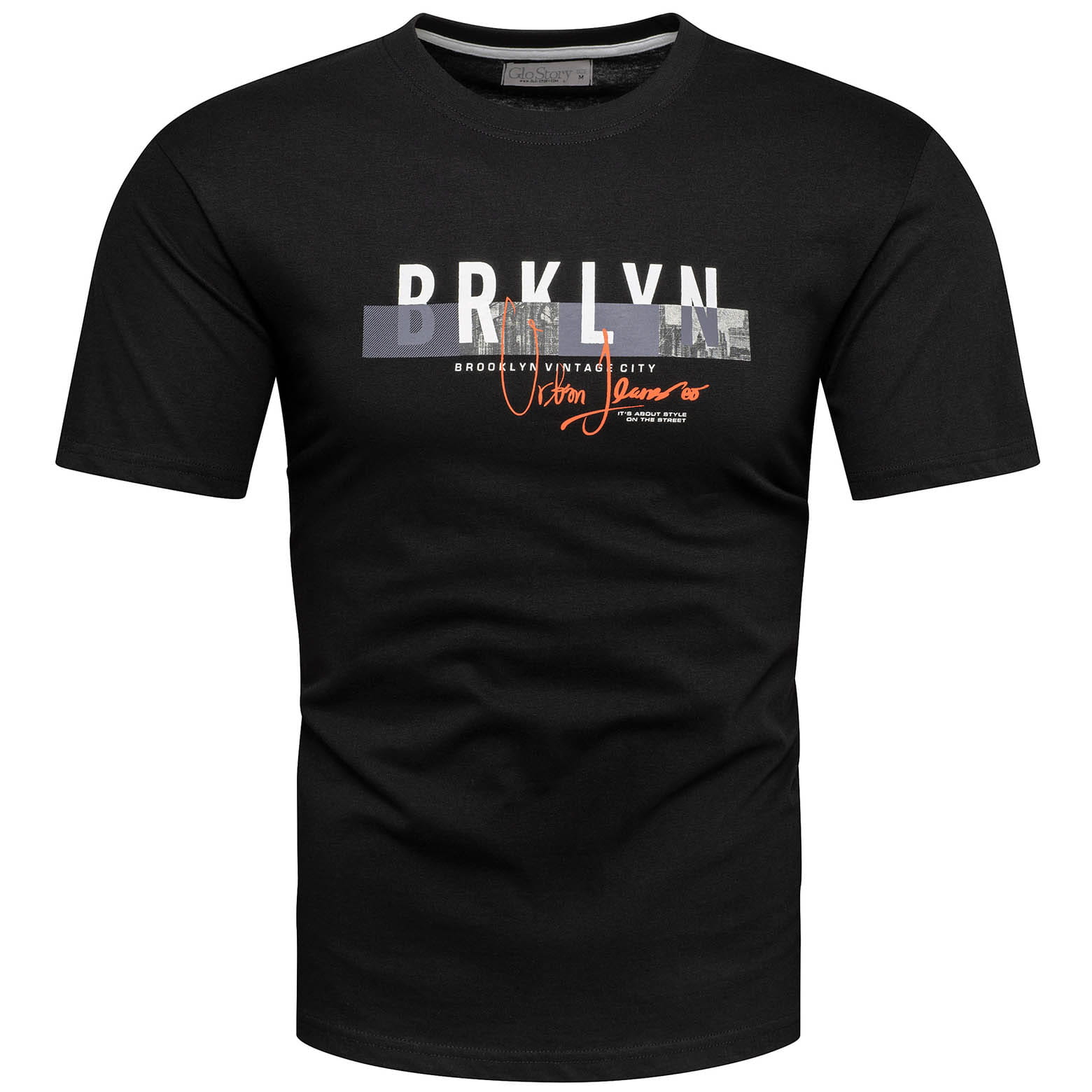 Koszulka bawełniana męska t-shirt z printem czarny Recea