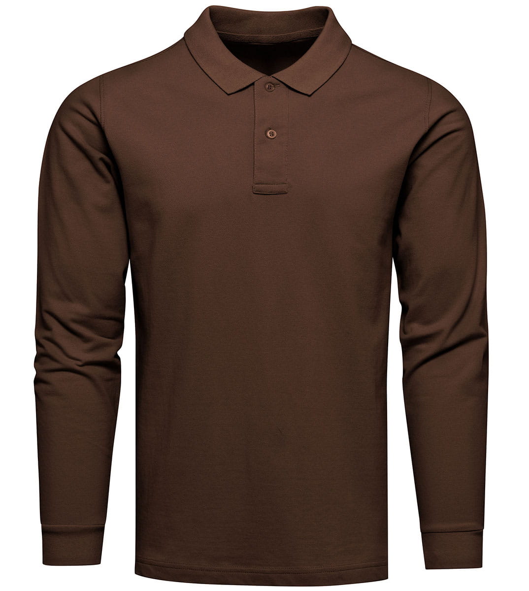 Longsleeve polo premium brązowy Recea