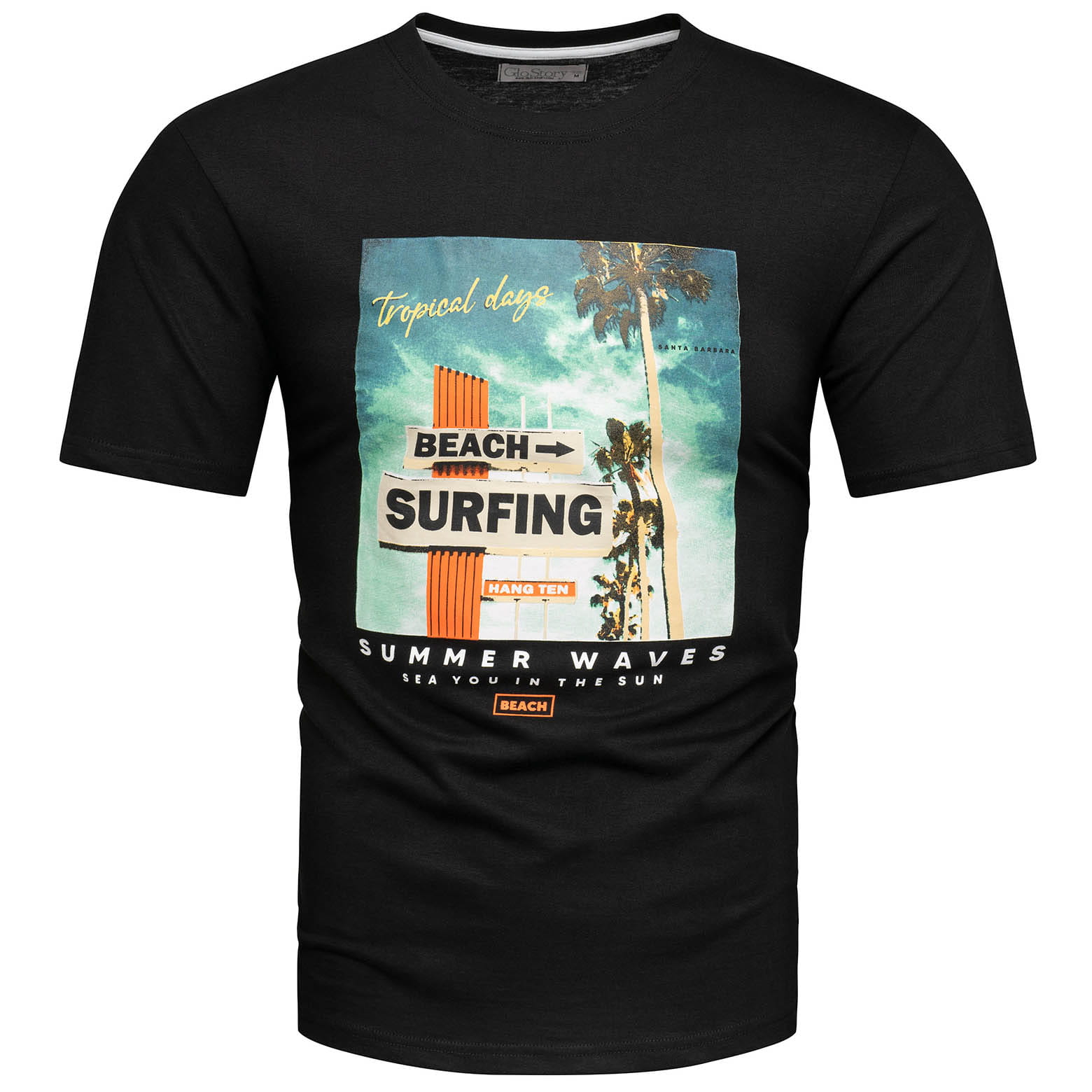 Koszulka bawełniana męska t-shirt z printem czarny Recea