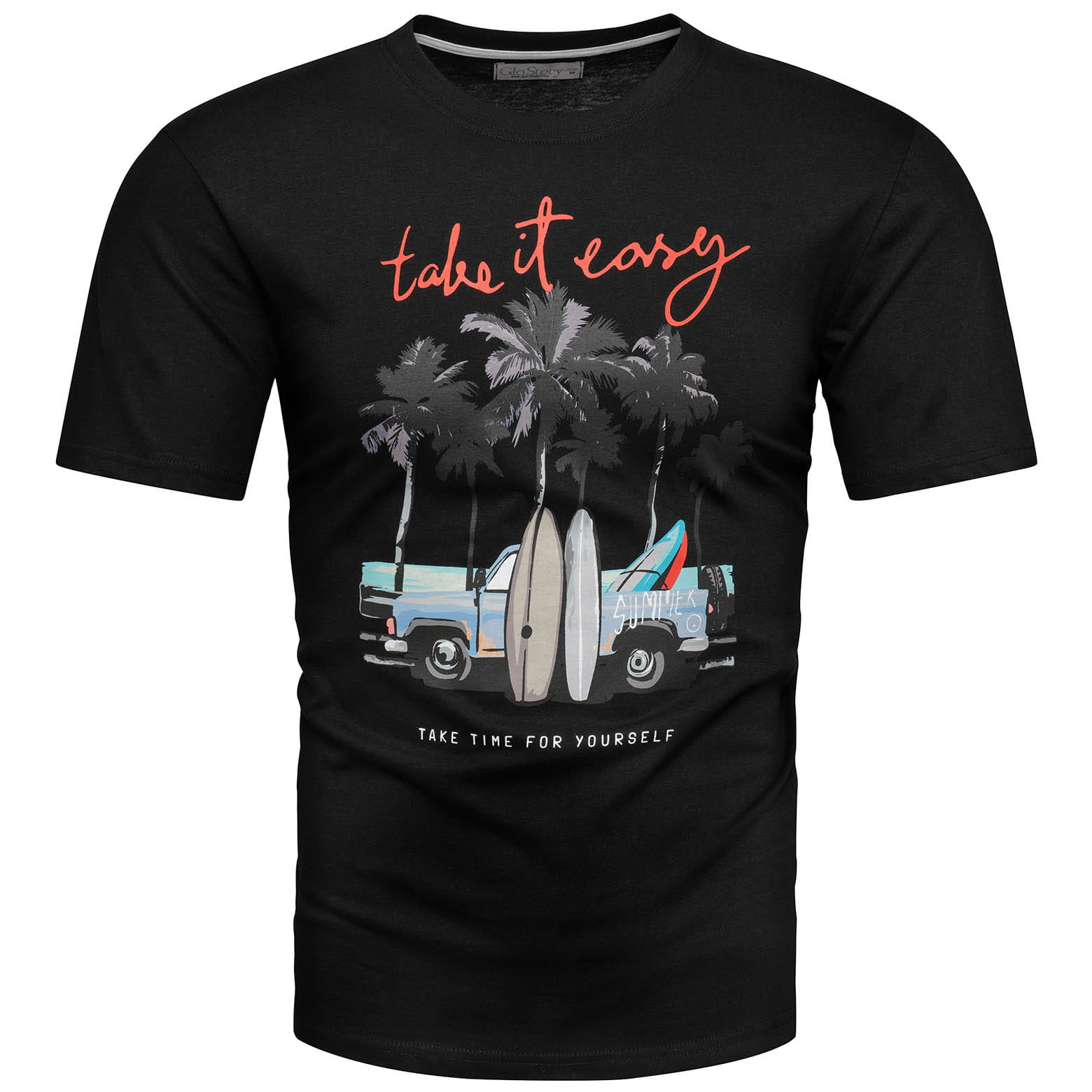 Koszulka bawełniana męska t-shirt z printem czarny Recea