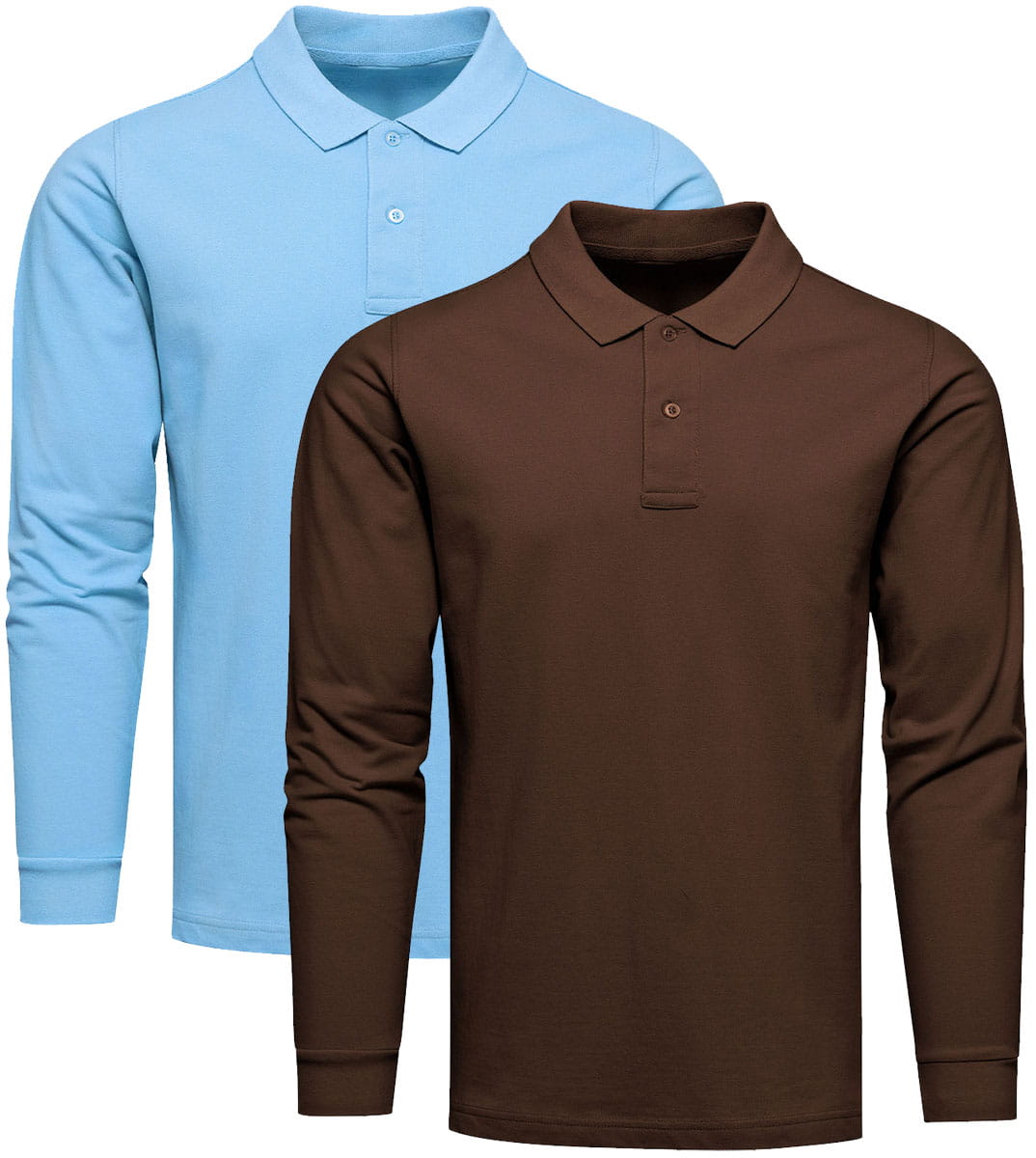 Zestaw 2szt bluzka polo premium z długim rękawem niebieska i brązowa Recea