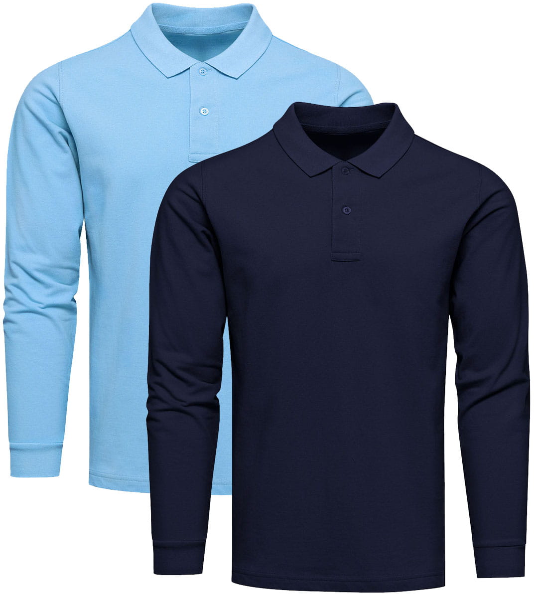 2-pak polo longsleeve premium niebieska i granatowa Recea