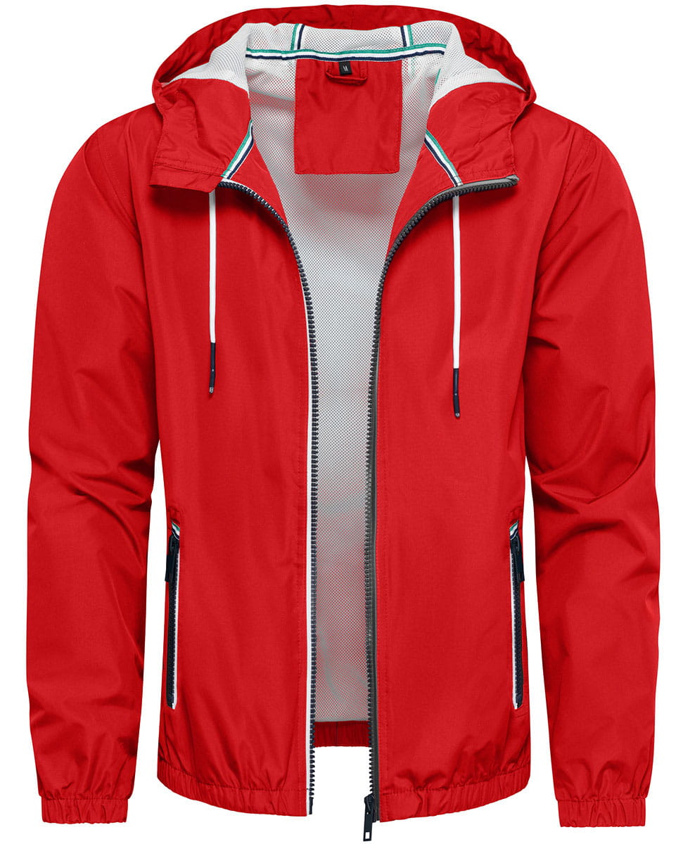 Kurtka męska wiatrówka z kapturem czerwona Recea