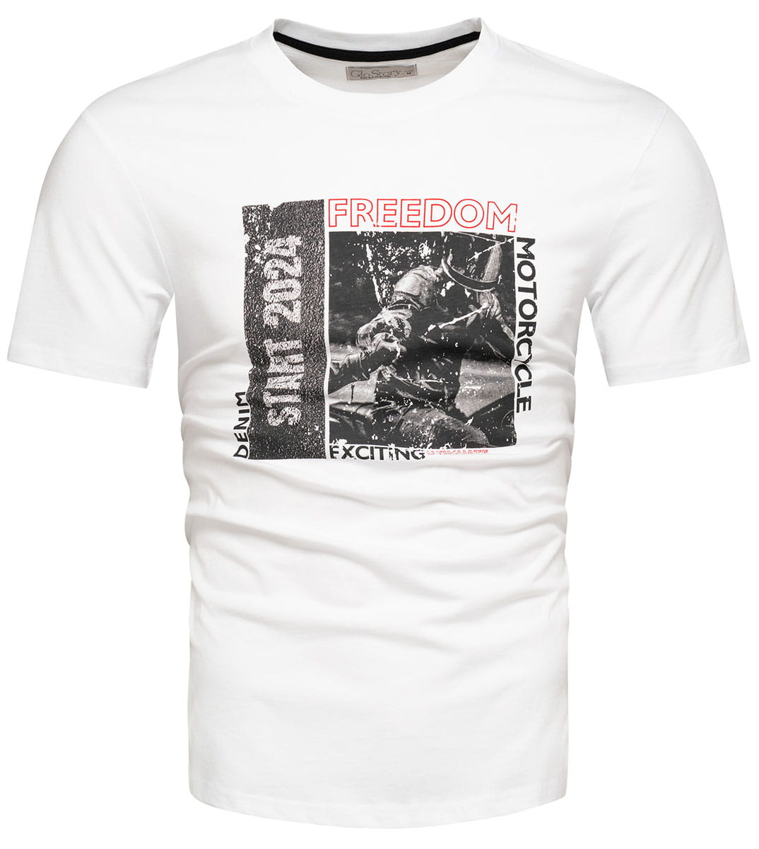 T-shirt męski bawełniany z nadrukiem biały Recea