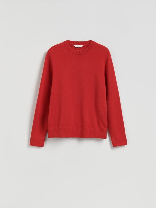 Reserved - Bawełniany sweter - czerwony