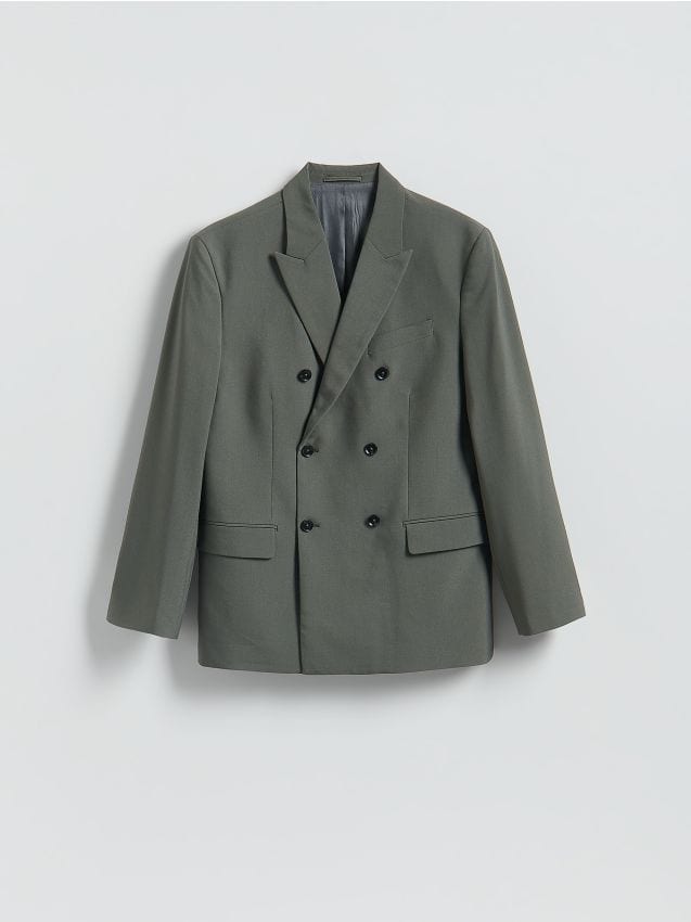 Reserved - Marynarka slim fit z domieszką wiskozy - szary