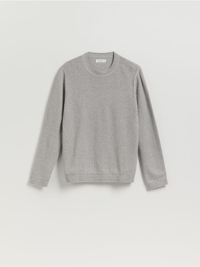 Reserved - Strukturalny sweter z bawełny - szary